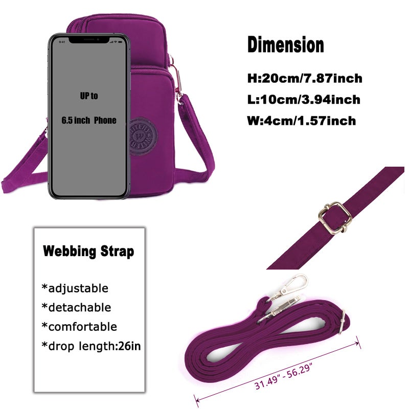 WITERY Small Crossbody Bags for Women - Waterproof Crossboby Purses Mini Shoulder Bag with Adjustable Strap, Nylon Arm Bag Cell Phone Purse Pouch for Travel - Image 4
